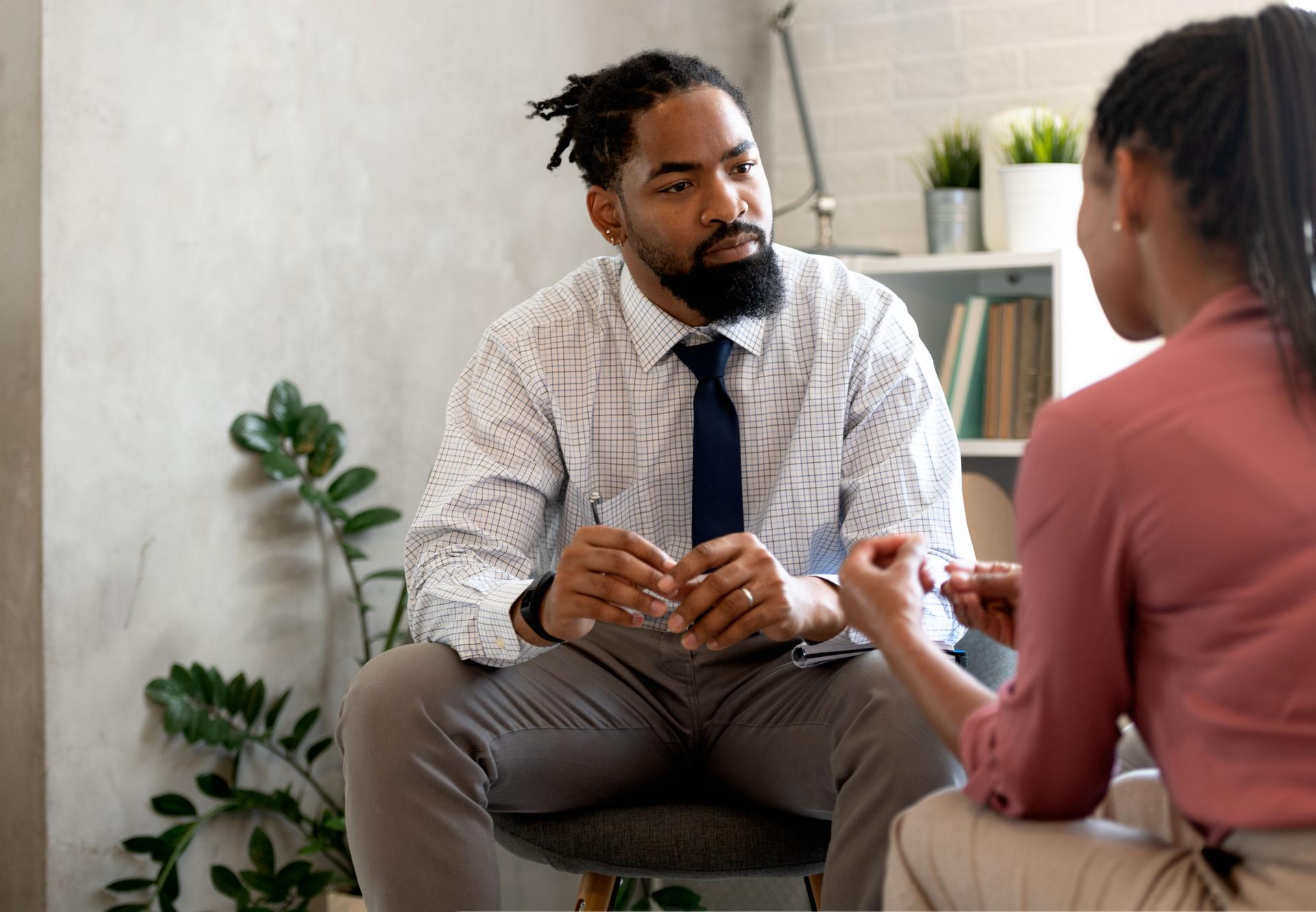 A psychotherapist session with a patient