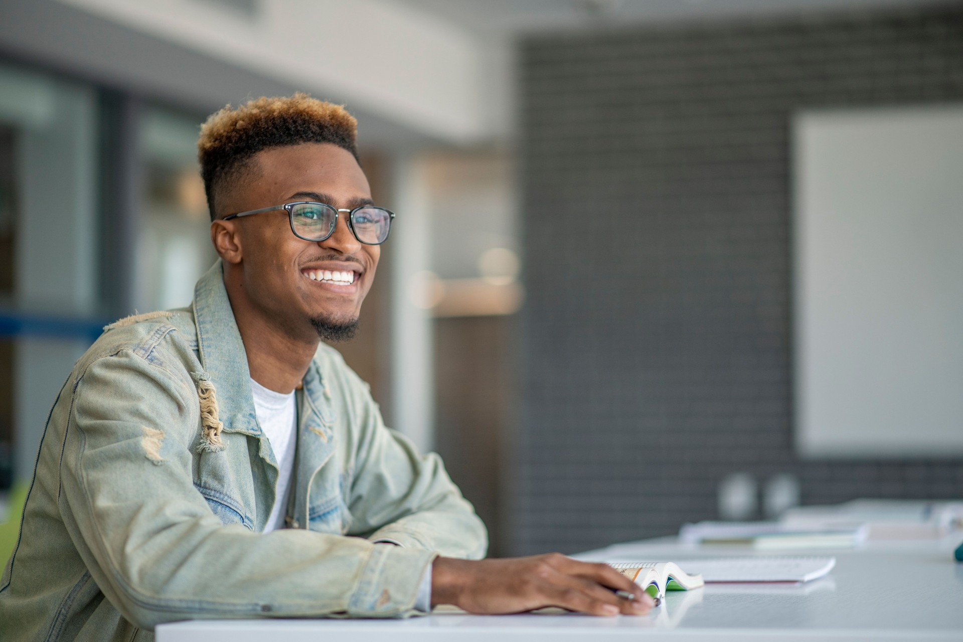 Attractive University Student Working on Homework